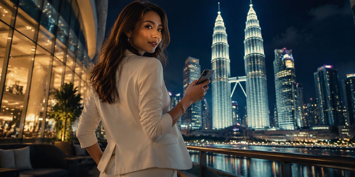 Pemain mengakses kasino langsung 154 melalui telefon pintar di Kuala Lumpur